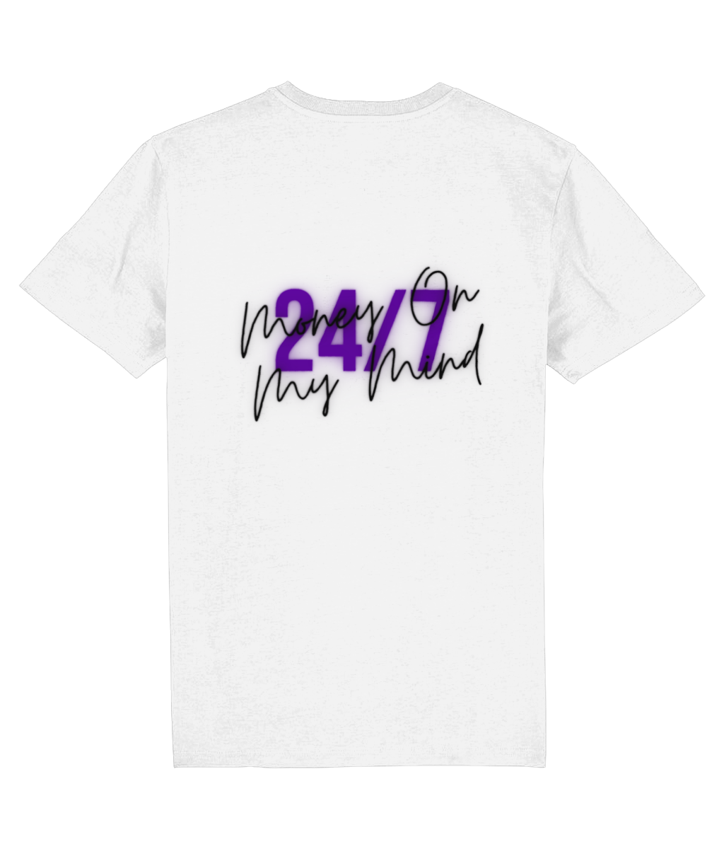 T-Shirt Wit '24/7' Paars.