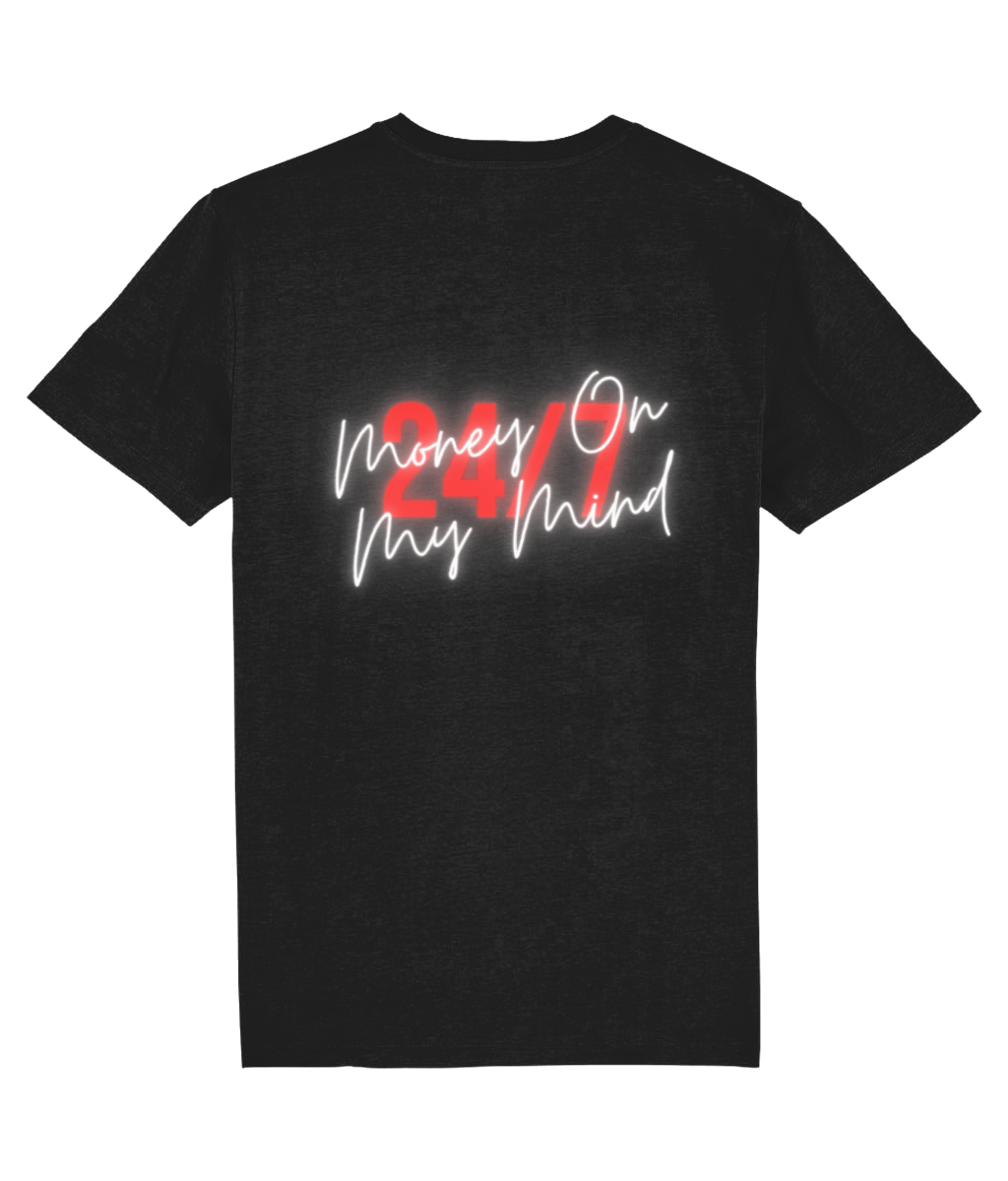 T-Shirt Zwart '24/7' Rood.