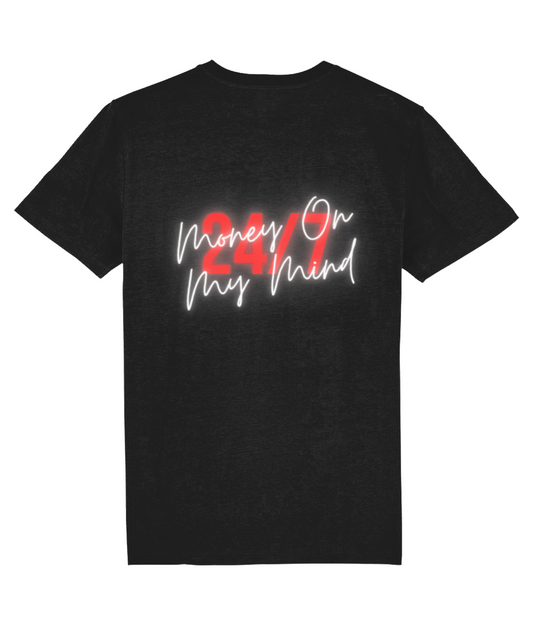 T-Shirt Zwart '24/7' Rood.