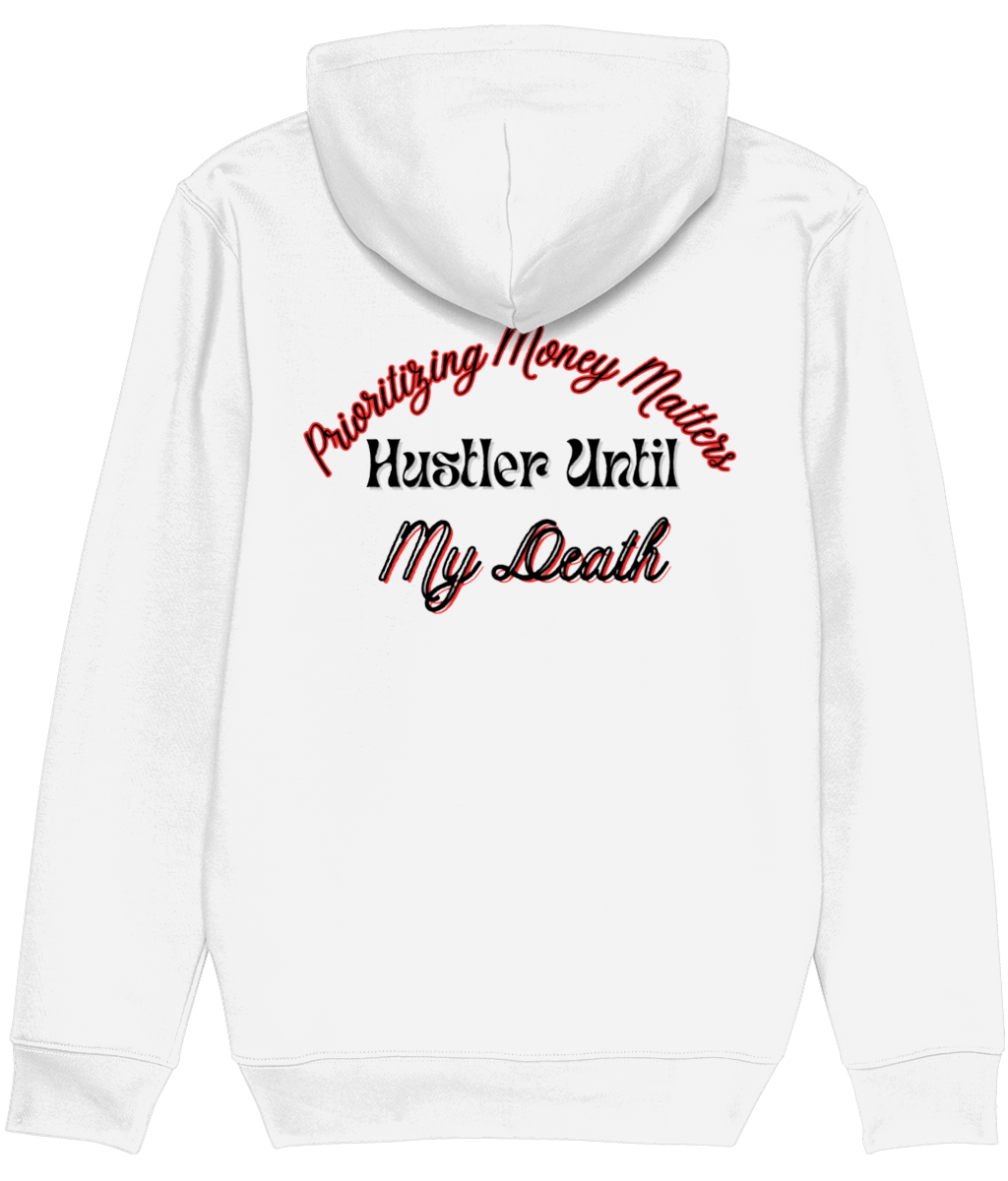 Hoodie Wit 'Hustler Until My Death'.