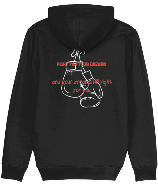 Hoodie Zwart 'Fight For Your Dreams'.