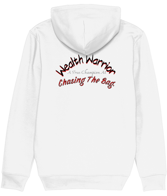 Hoodie Wit 'Wealth Warrior'.