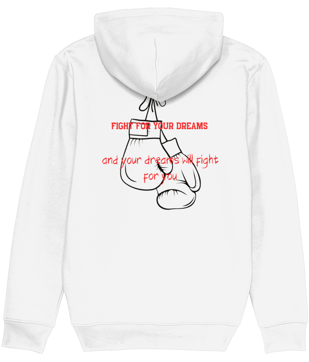 Hoodie Wit 'Fight For Your Dreams'.