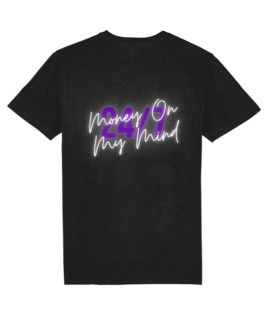 T-Shirt Zwart '24/7' Paars.