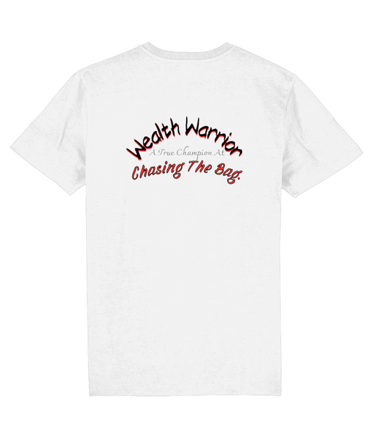 T-Shirt Wit 'Wealth Warrior'.