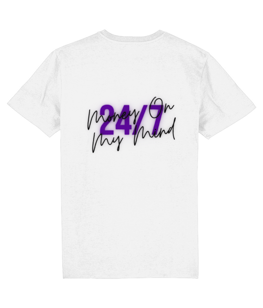 T-Shirt Wit '24/7' Paars.